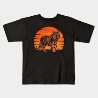 Vintage Vector Tiger Graphic Kids T-Shirt